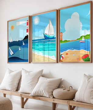 Ensemble d’illustrations nautiques au style minimaliste