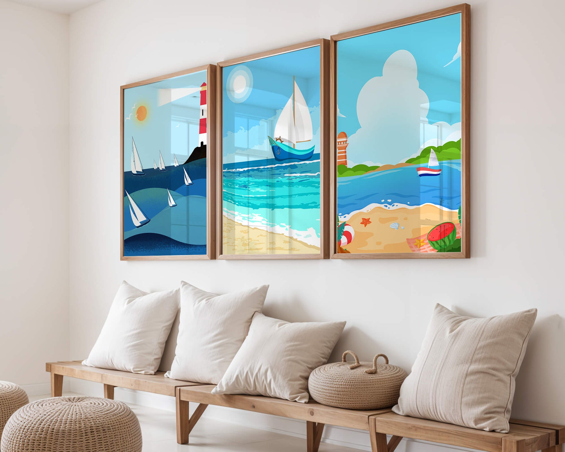 Conjunto De Ilustraciones Náuticas En Estilo Minimalista