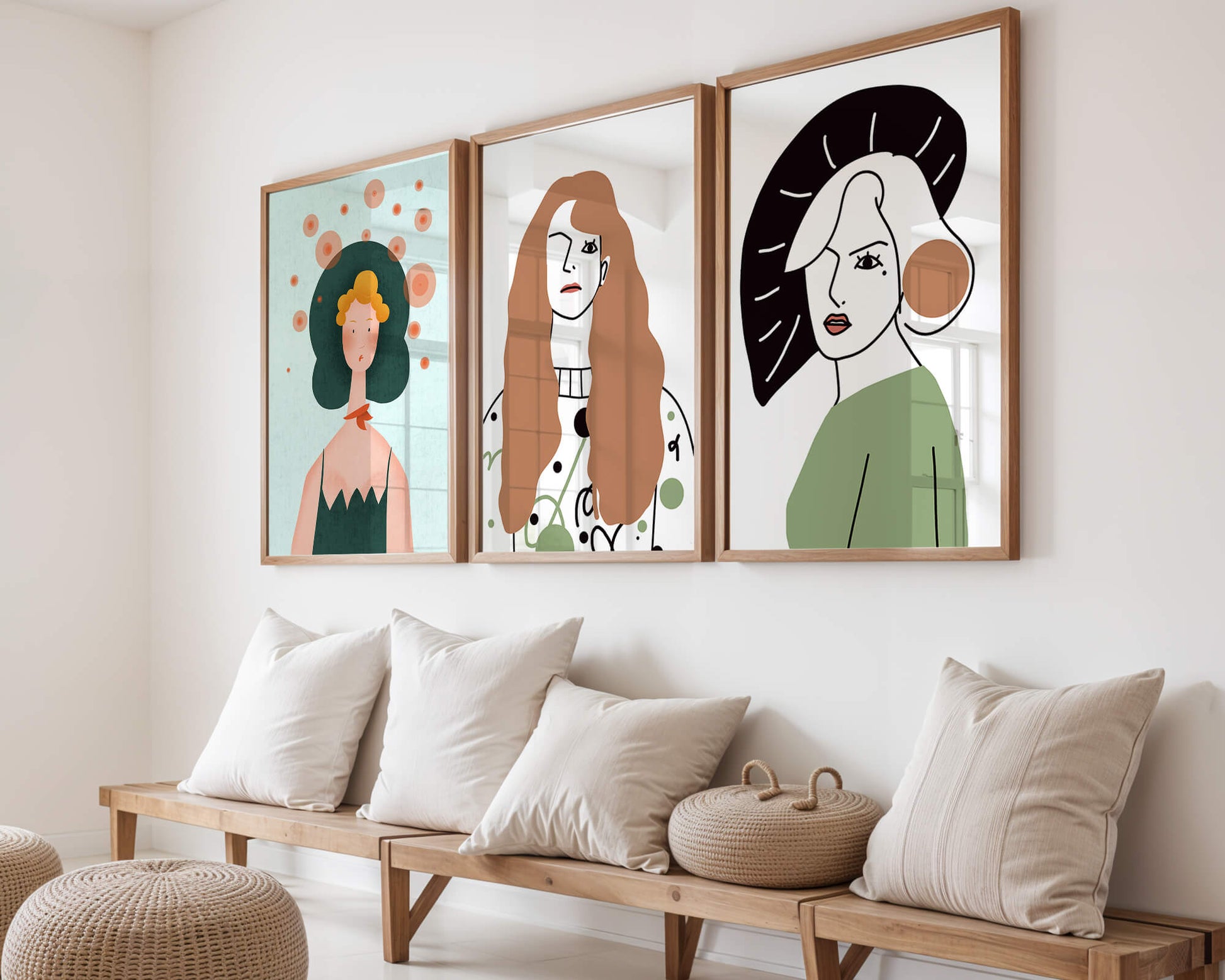 Obras Modernas de Arte con Figuras Femeninas y Coloridos Abstractos