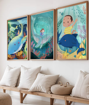 Tableau pour Enfants d’Aventures Sous-Marines avec Animaux Marins