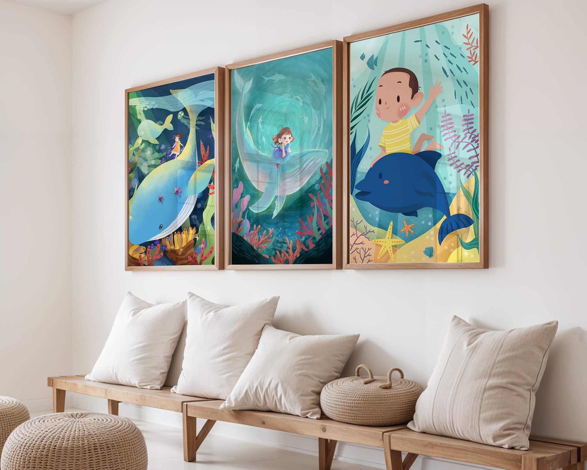 Tableau pour Enfants d’Aventures Sous-Marines avec Animaux Marins