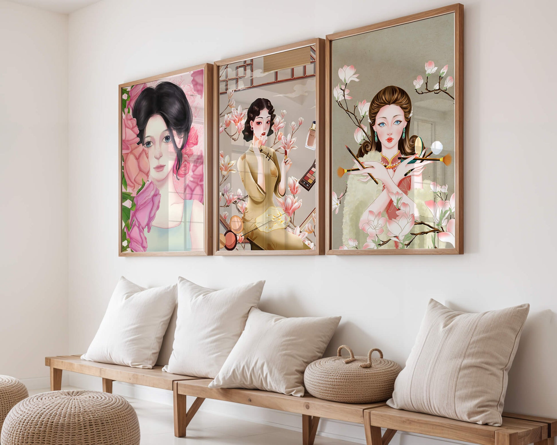 Arte Moderno de Mujeres Asiáticas en Decoración de Pared