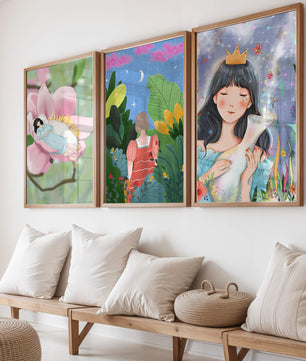 Conjunto De Tres Ilustraciones Artísticas Sin Marco