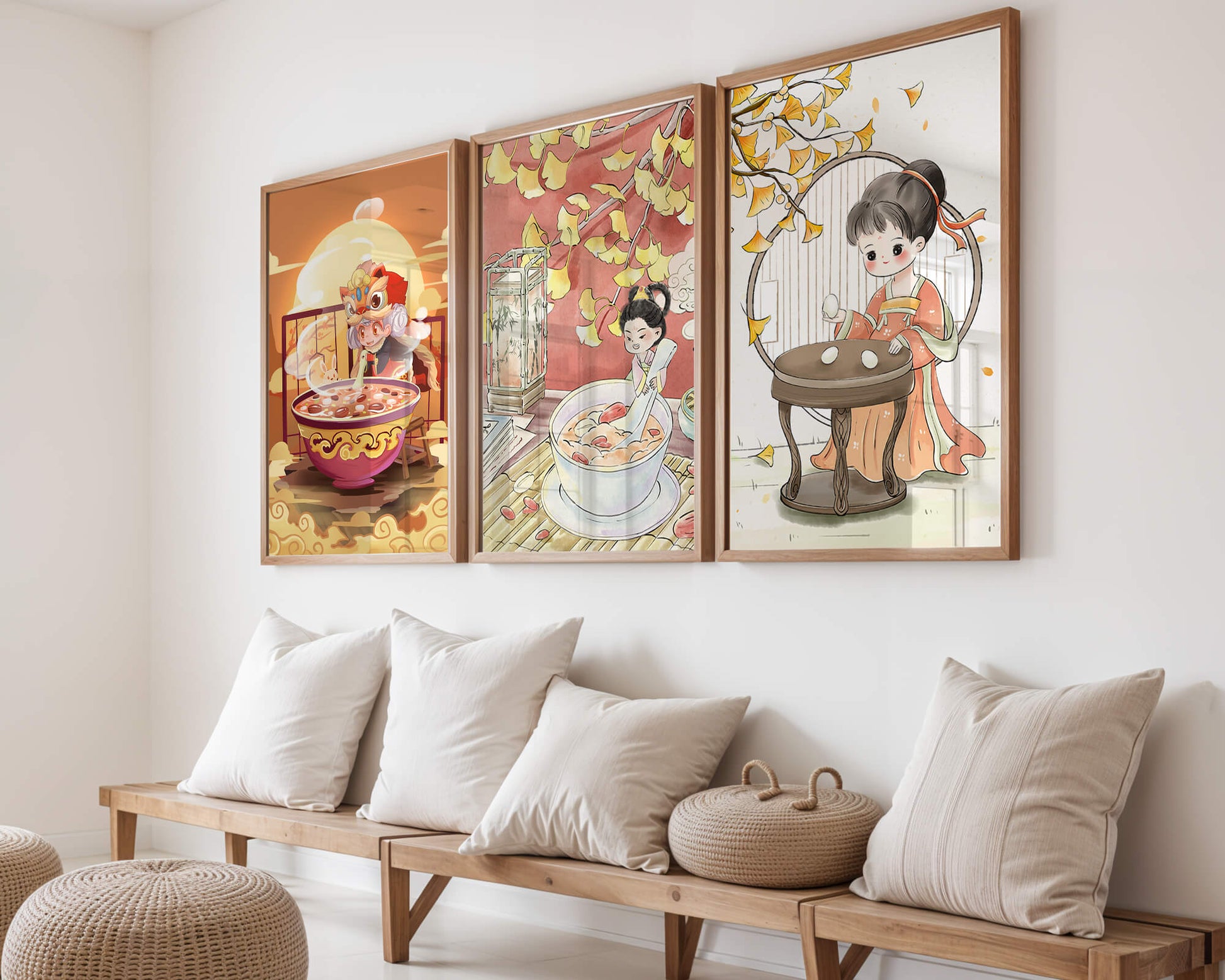 Ilustraciones Animadas de Niños en Ambientes Cálidos y Enmarcados