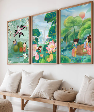 Kunstdrucke im asiatischen Stil mit Naturmotiven