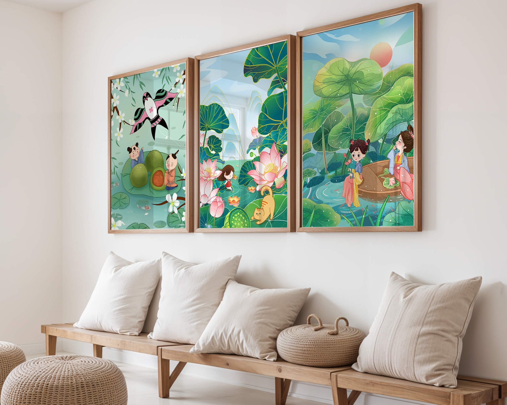 Kunstdrucke im asiatischen Stil mit Naturmotiven