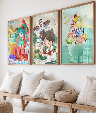 Illustrations d’art coloré avec des personnages animés et un design moderne