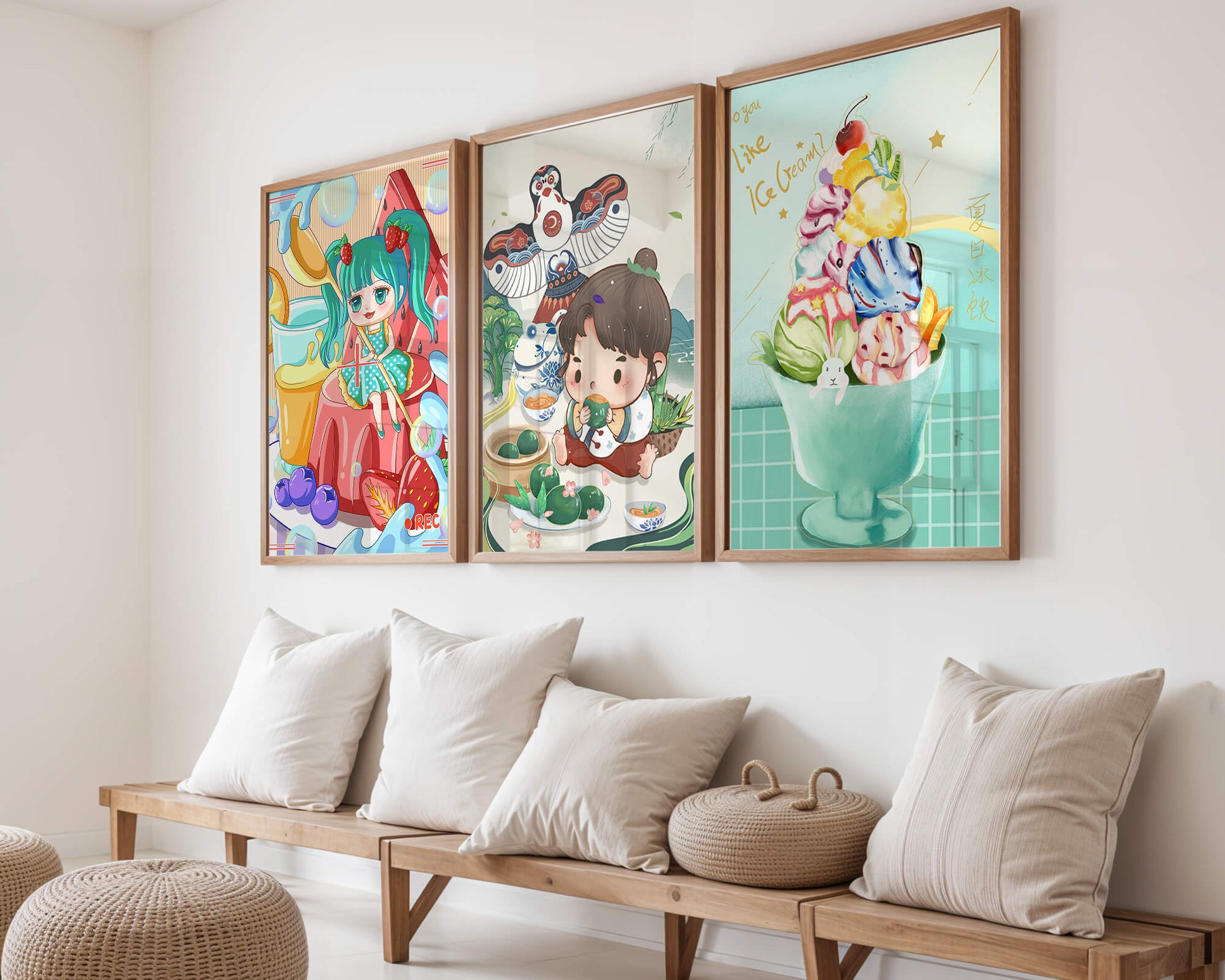 Illustrations d’art coloré avec des personnages animés et un design moderne
