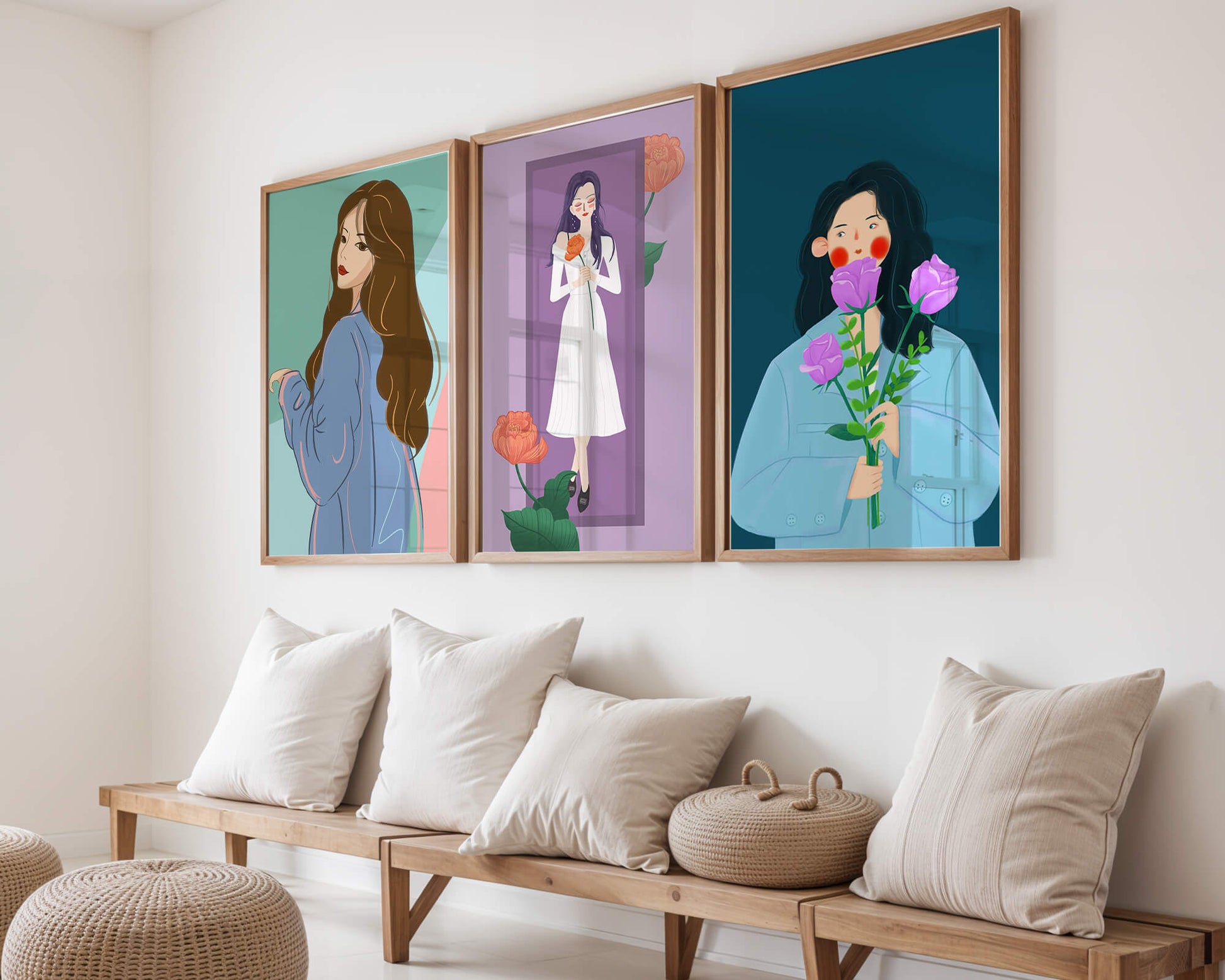 Wanddekoration mit modernen Illustrationen