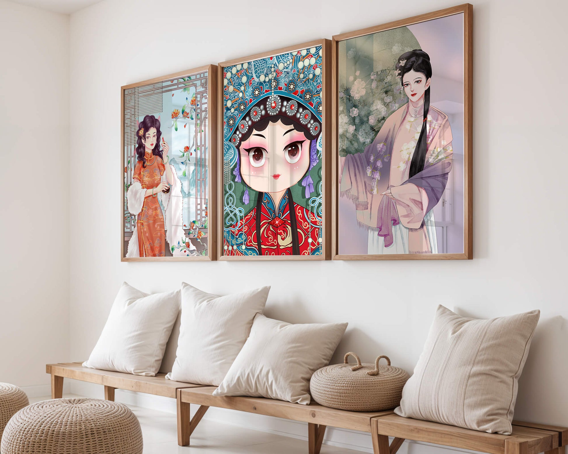 Élégantes illustrations de femmes en style oriental avec impression de haute qualité