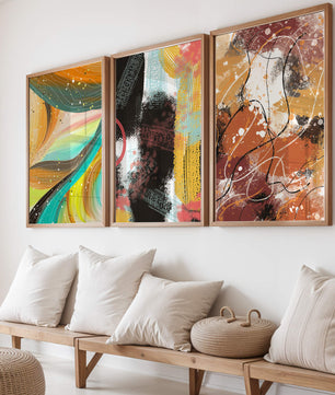 Conjunto De Cuadros Abstractos De Impresión En Alta Calidad