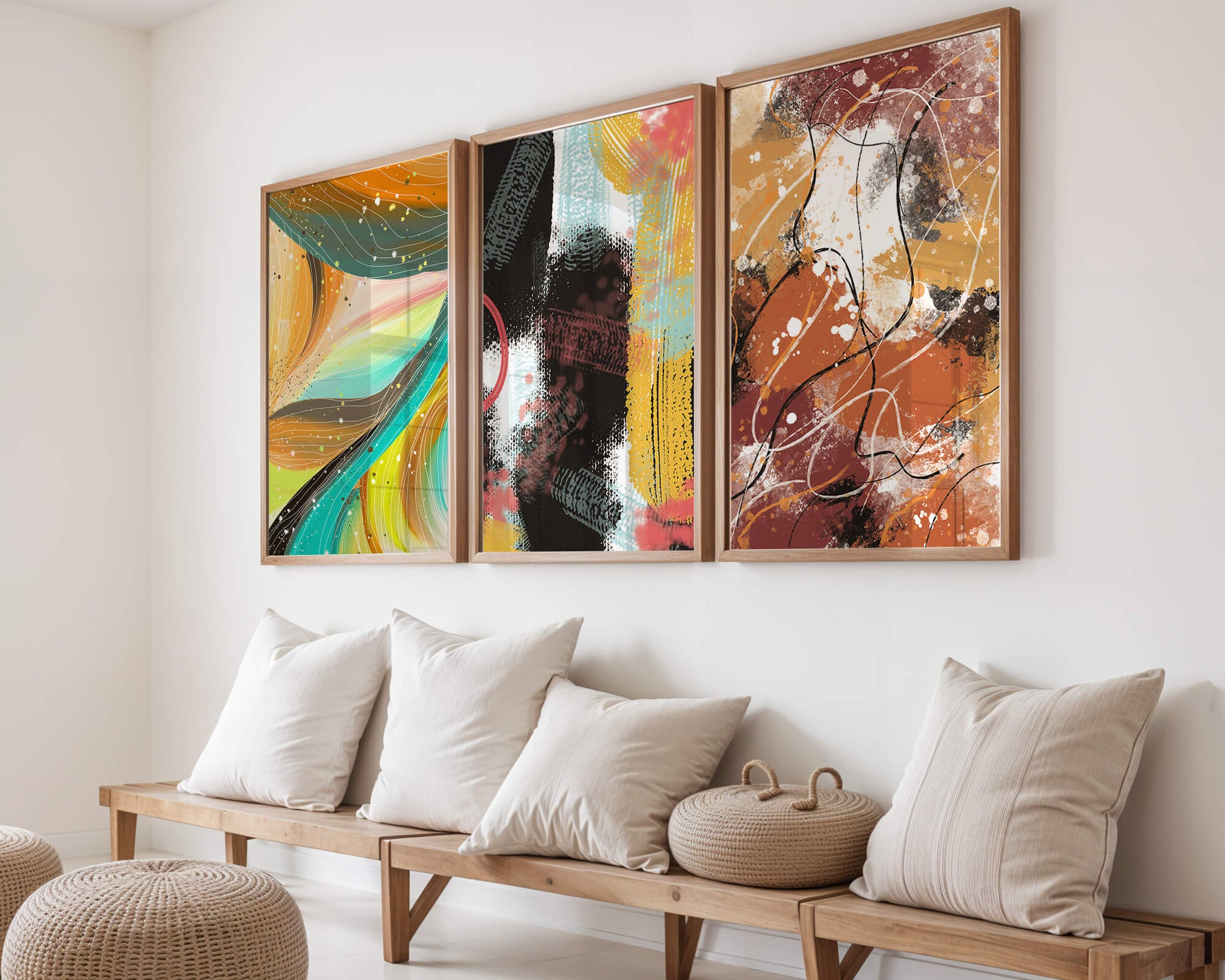 Conjunto De Cuadros Abstractos De Impresión En Alta Calidad