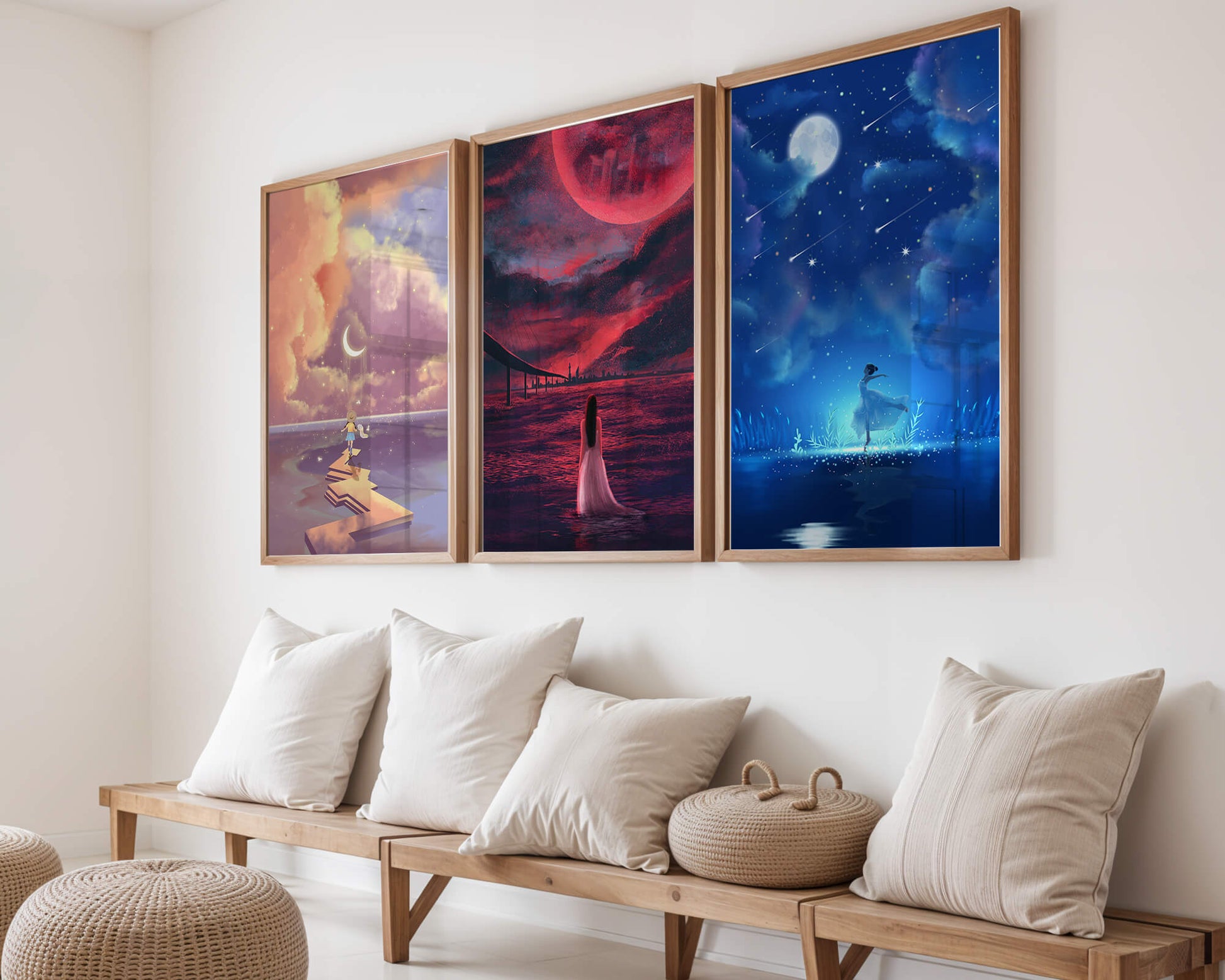 Decoración Moderna de Pared con Obras de Arte Sin Marco