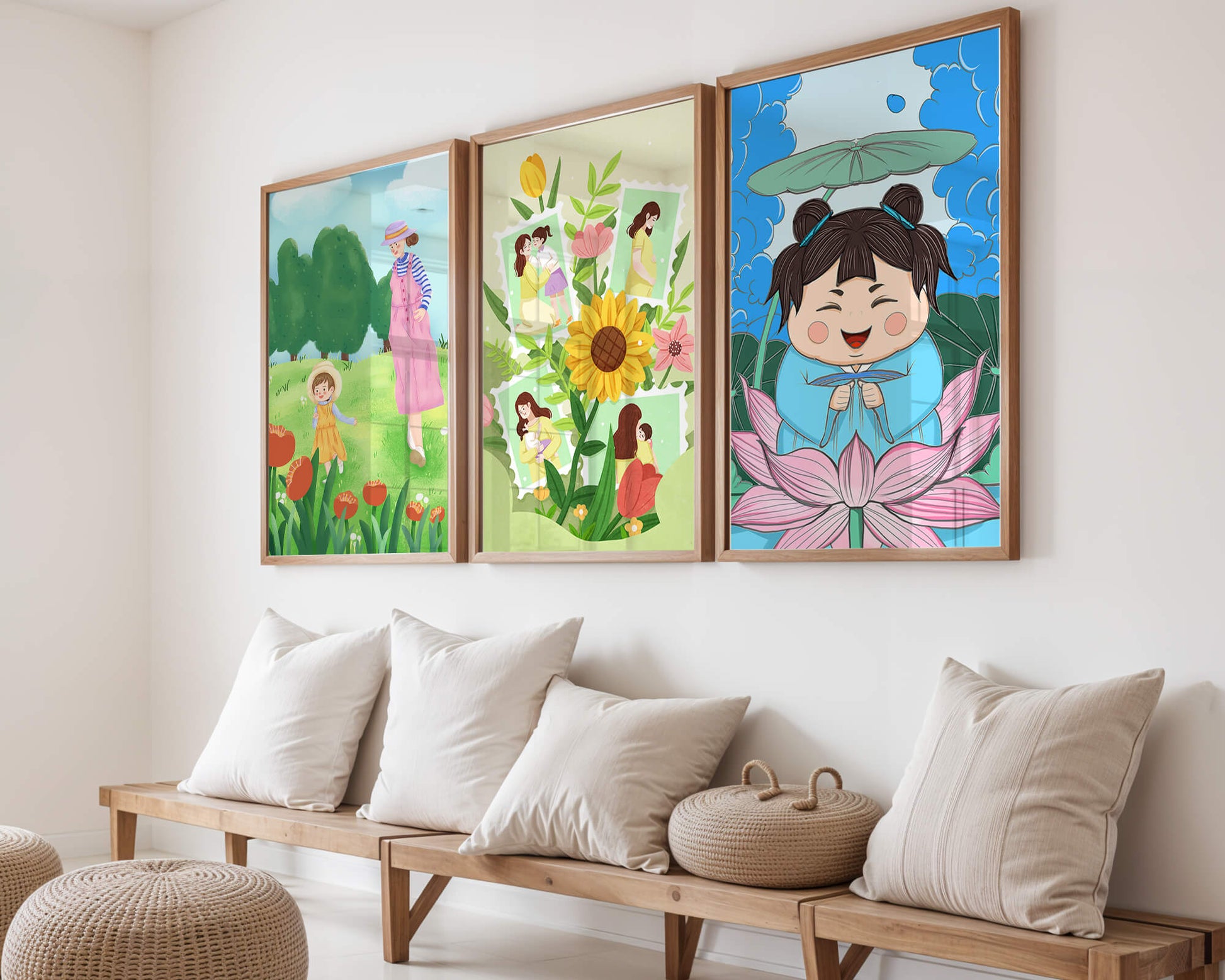 Ensemble d’illustrations modernes au style enfantin