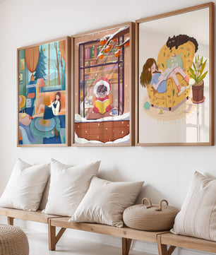 Décorations artistiques chaleureuses pour la maison avec des illustrations d’hiver