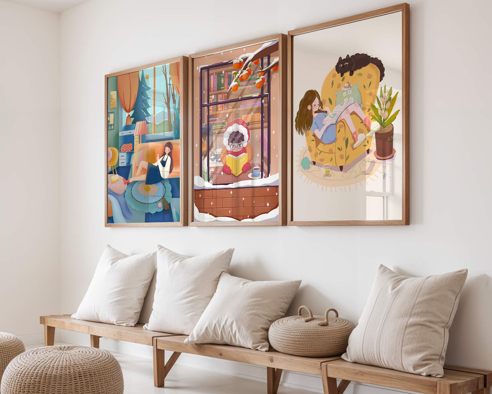 Décorations artistiques chaleureuses pour la maison avec illustrations d'hiver