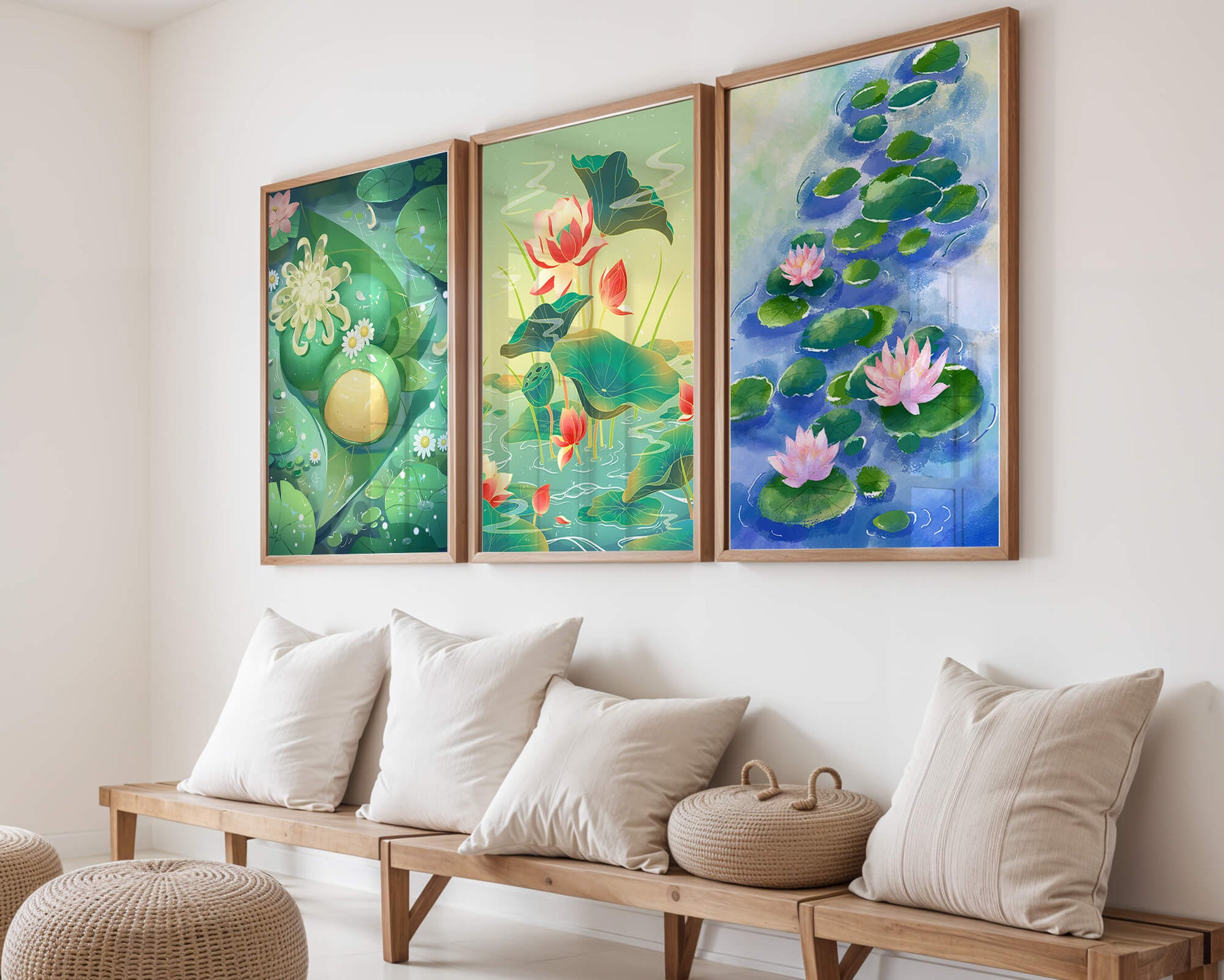 Peintures de nénuphars et de fleurs en style moderne