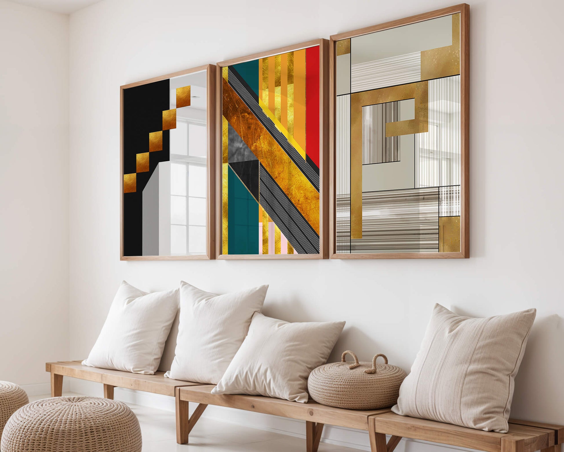 Arte Abstracto Moderno con Detalles Dorados