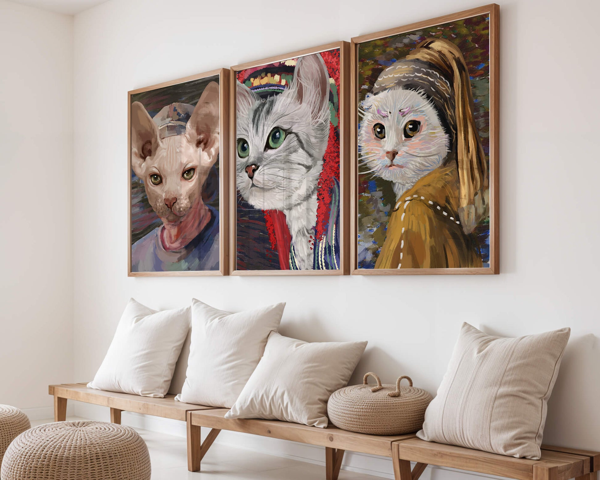 Pinturas de Gatos Elegantes en Estilo Clásico