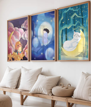 Tableaux de rêve avec des motifs pour enfants et des pois