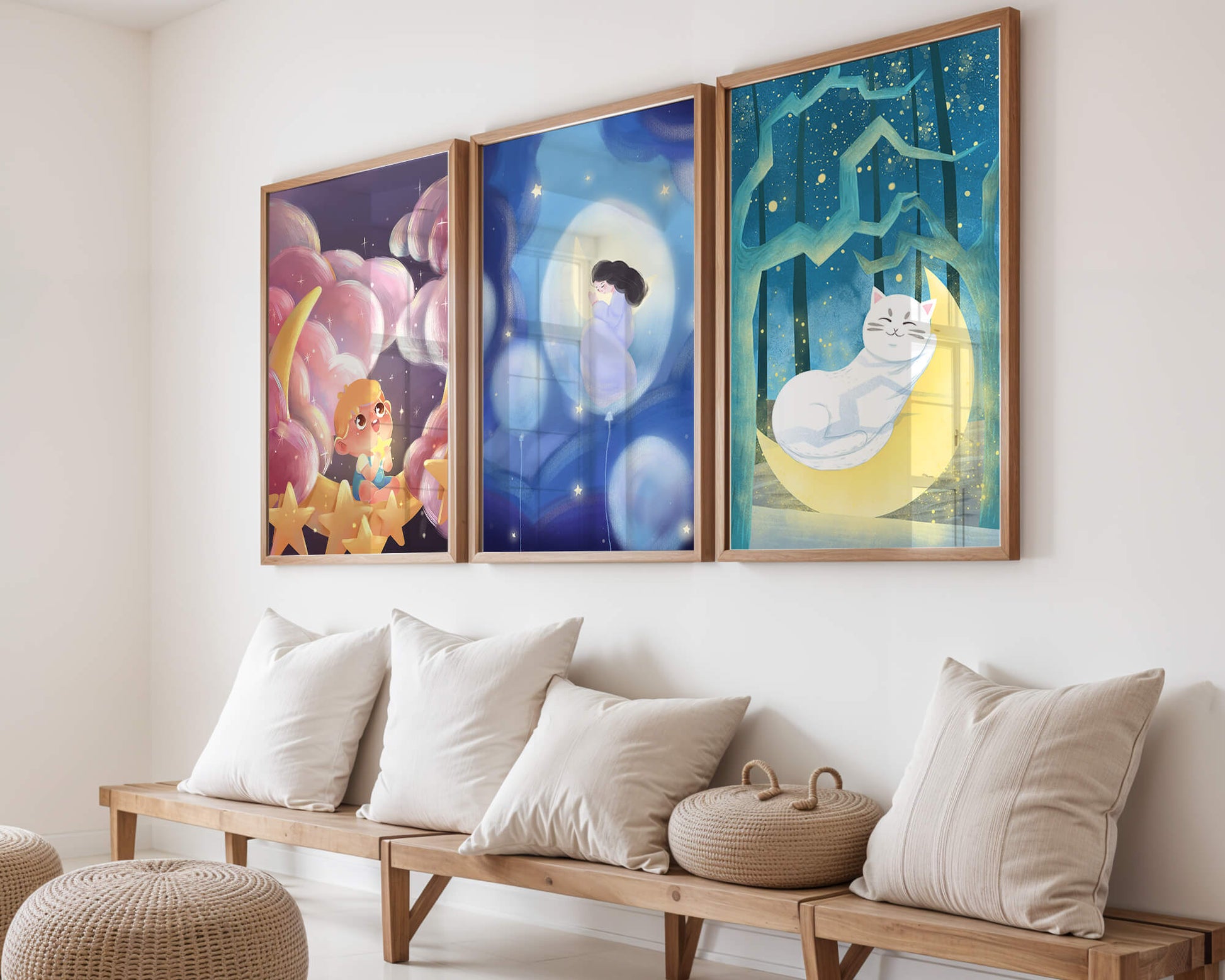 Tableaux de rêve avec des motifs pour enfants et des pois