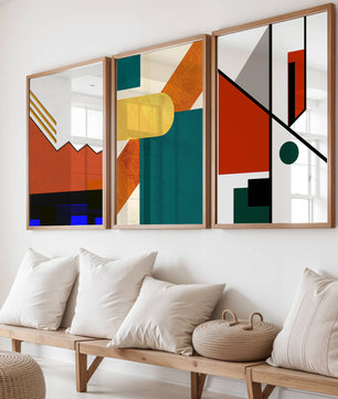 Ensemble d'art abstrait moderne avec des motifs géométriques sans cadre