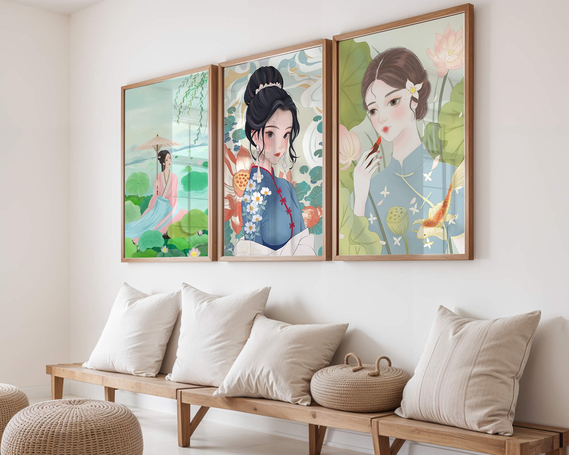 Décoration murale avec art asiatique de femmes élégantes
