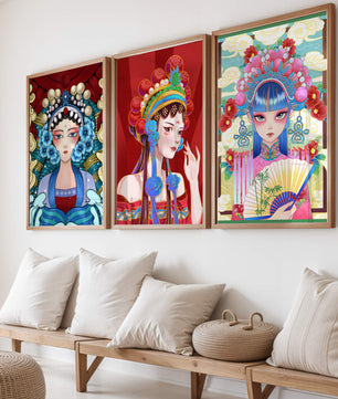 Retratos Estilo Oriental de Mujeres con Tocados y Colores Vivos