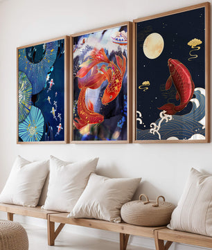 Koi-Fisch-Poster im Orientalischen Stil