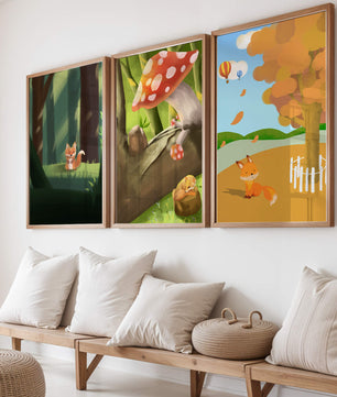 Tableaux d'animaux de la forêt en illustrations artistiques