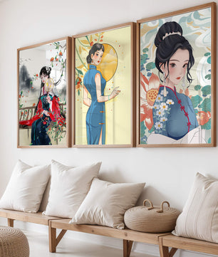 Impresiones Artísticas de Mujeres en Estilo Tradicional Asiático