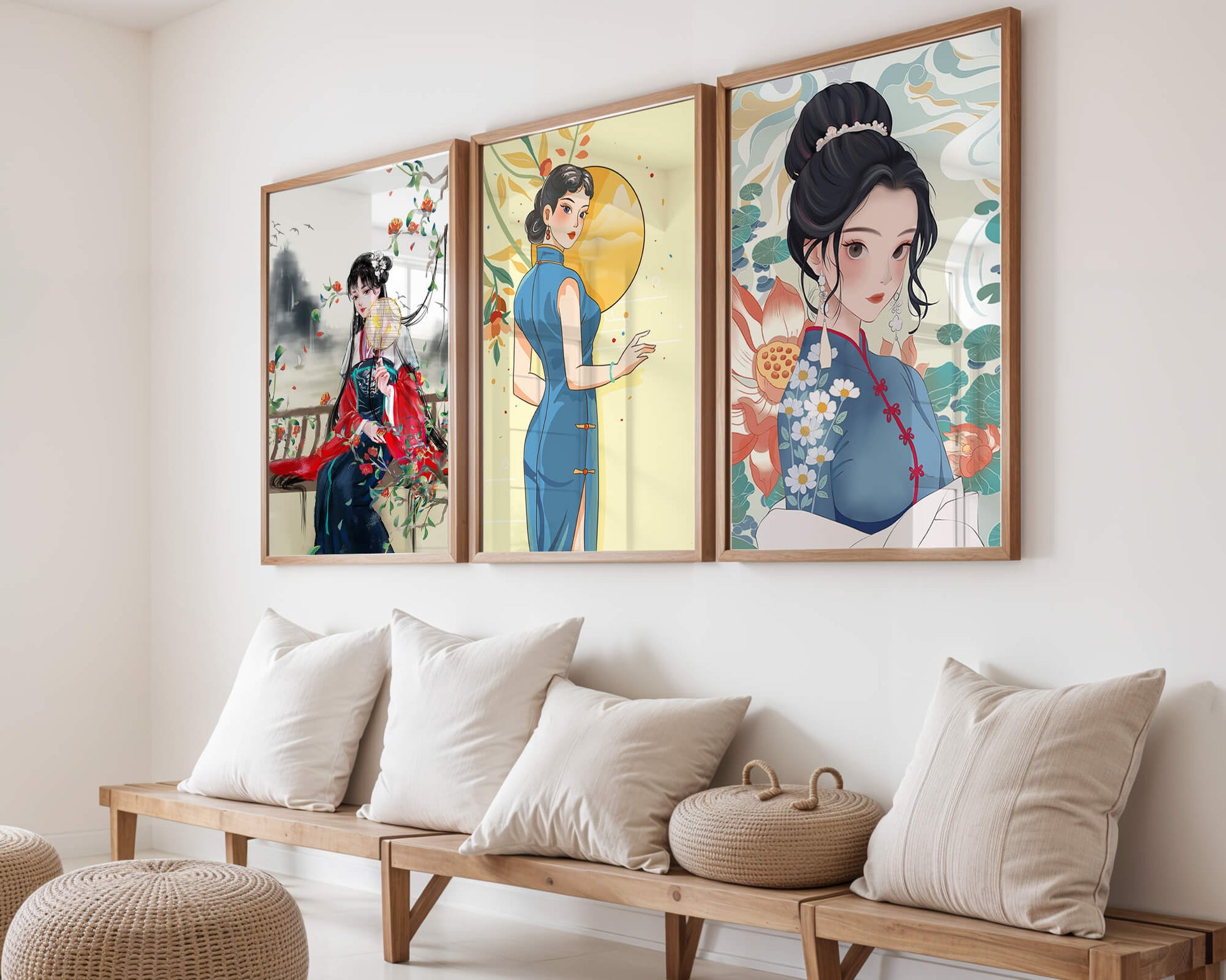 Impressions artistiques de femmes dans le style traditionnel asiatique