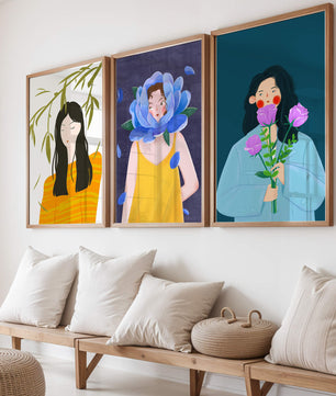 Ensemble de trois illustrations modernes sans cadre