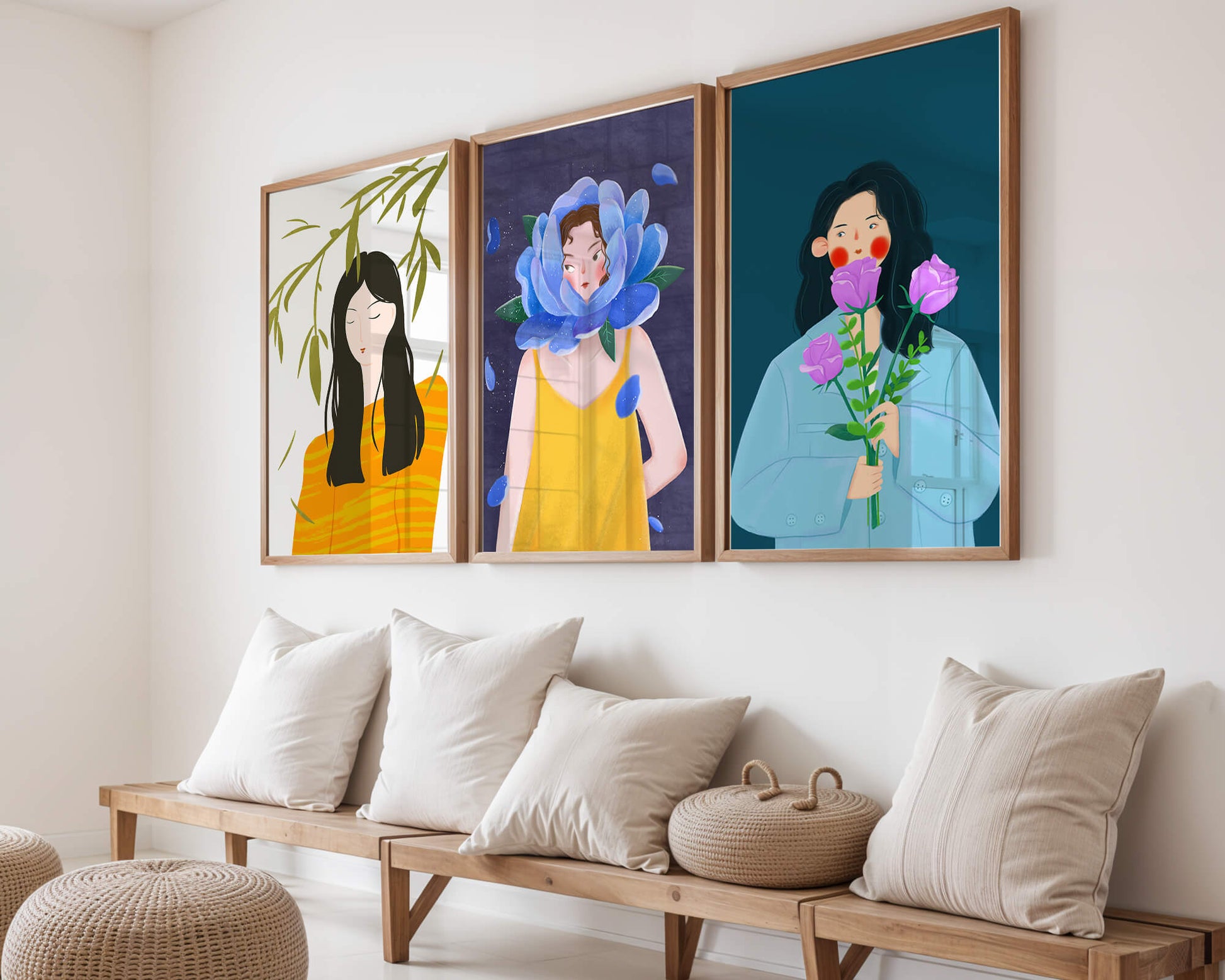 Ensemble de trois illustrations modernes sans cadre