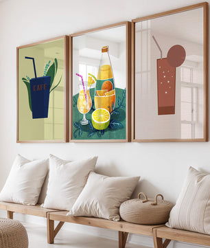 Imágenes Minimalistas de Bebidas Exhibidas en Interiores