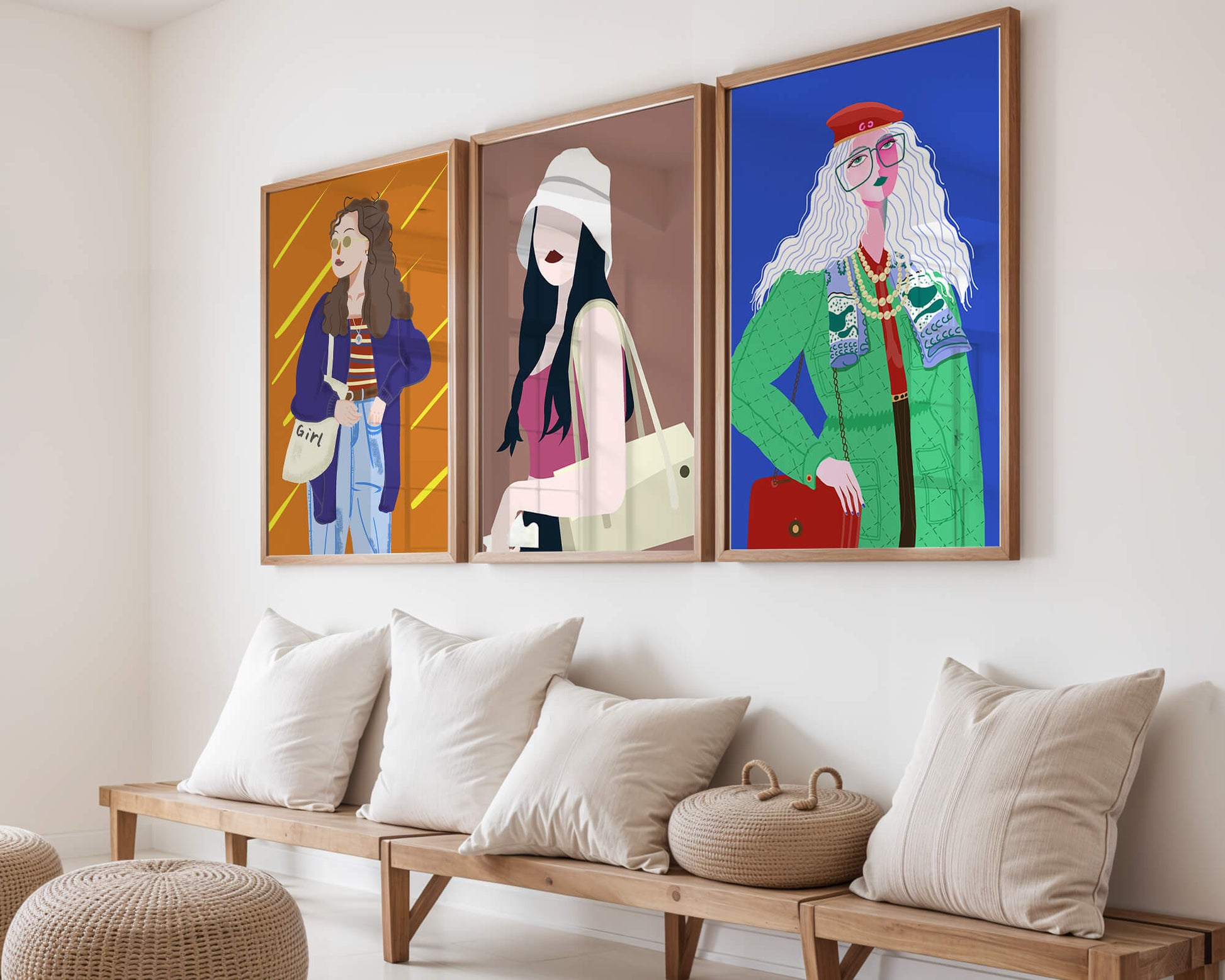 Conjunto de Retratos Modernos de Mujeres con Estilo en Arte Digital