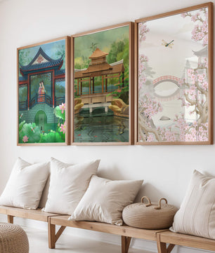 Triptyque de paysages asiatiques en impressions artistiques