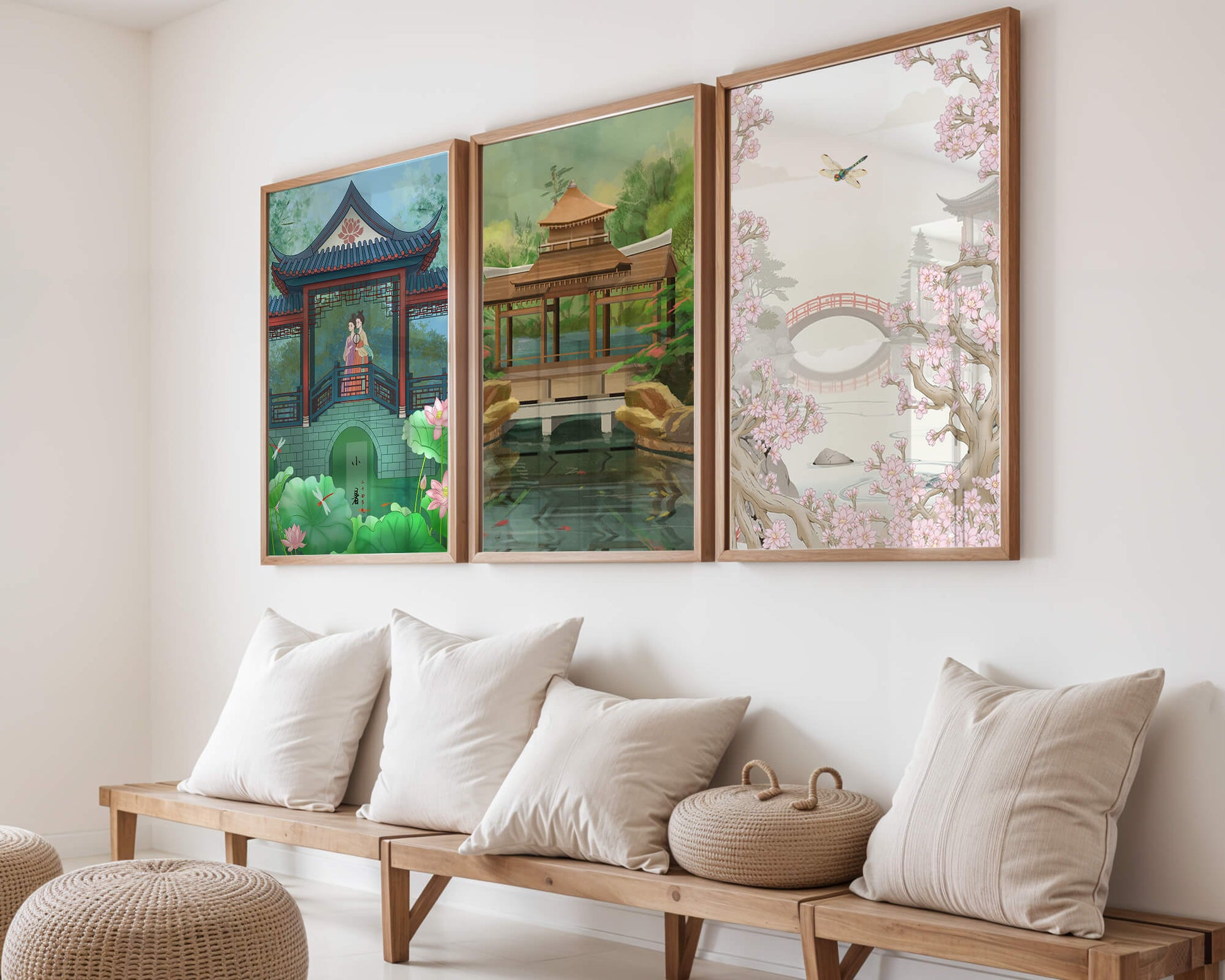 Triptyque de paysages asiatiques en impressions artistiques