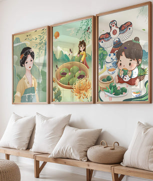 Ensemble d’illustrations inspirées de l’art asiatique