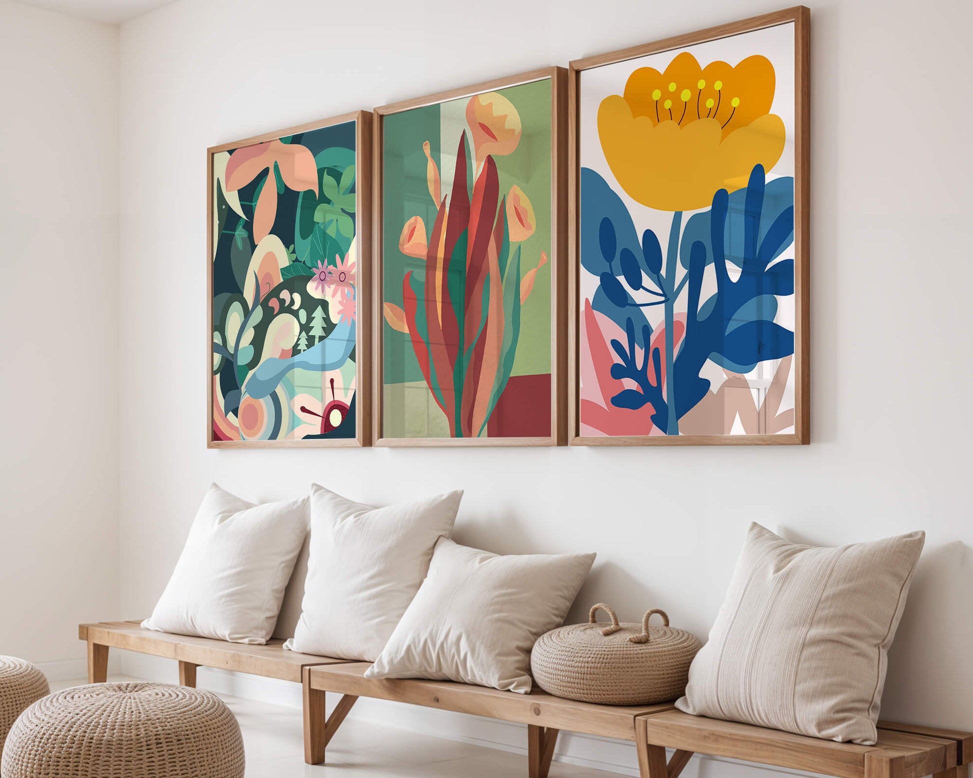 Conjunto De Arte Floral Moderno Sin Marco