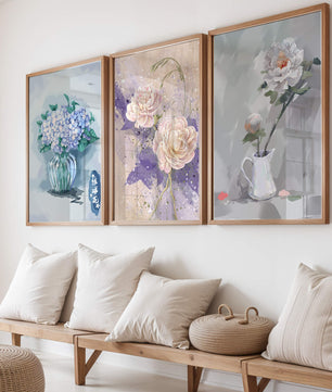 Ensemble d’art floral imprimé sans cadre au format vertical
