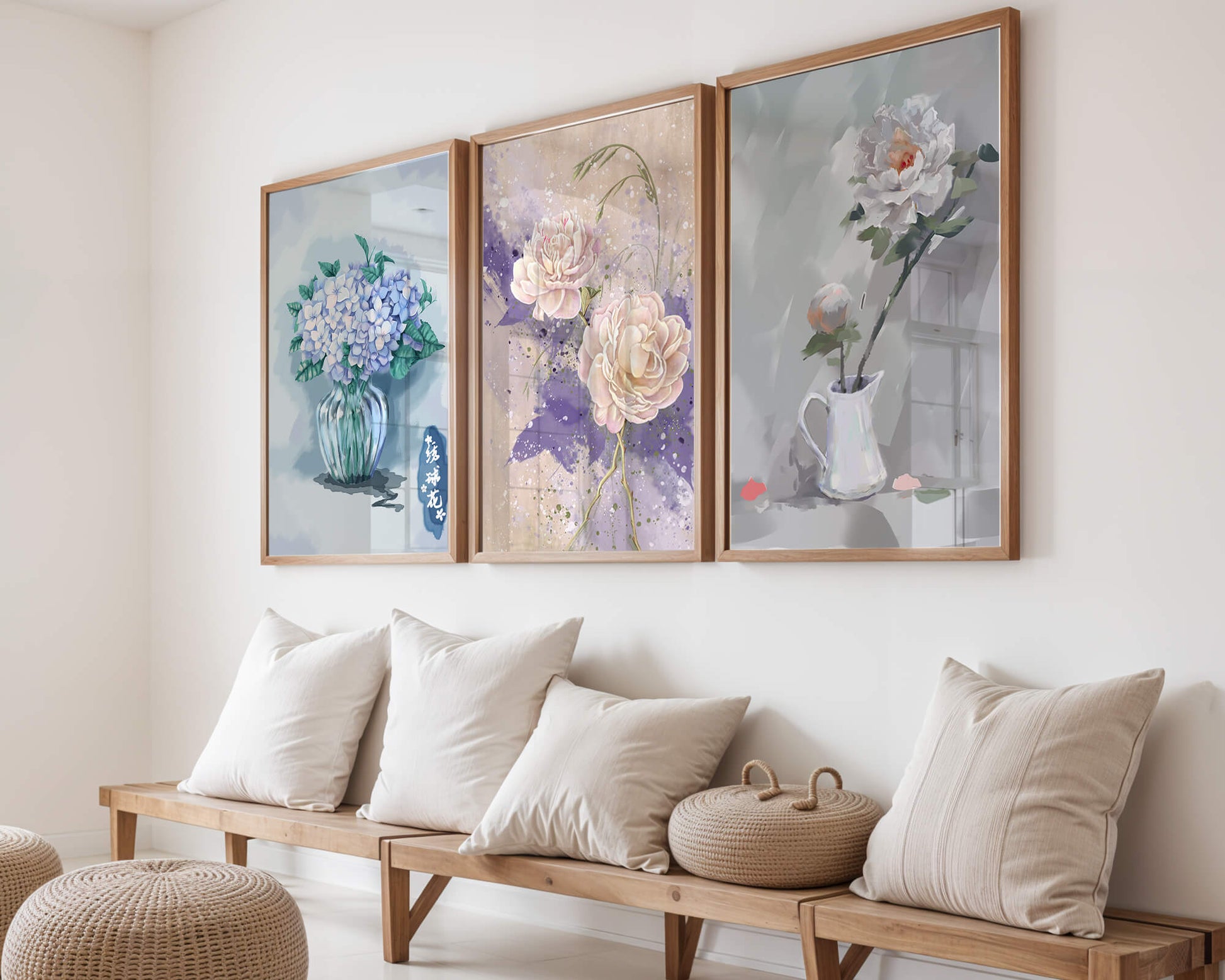 Ensemble d’art floral imprimé sans cadre au format vertical