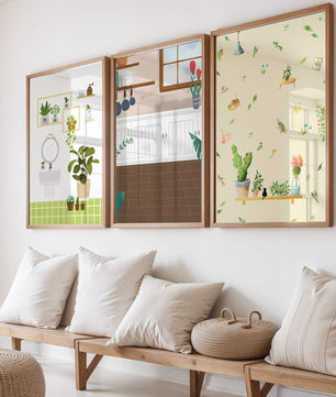 Art mural sur le thème des plantes et cuisine moderne