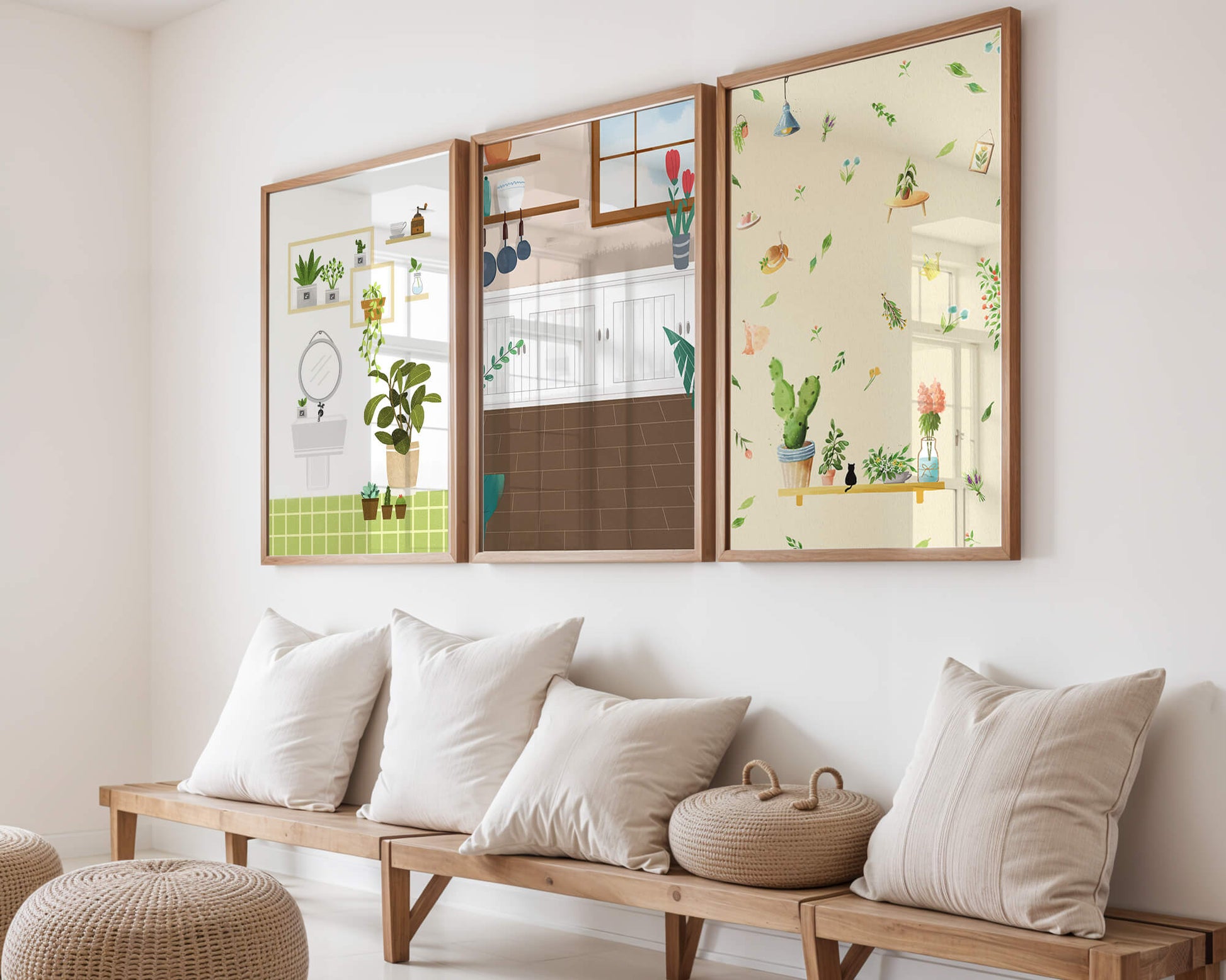 Art mural sur le thème des plantes et cuisine moderne