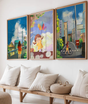 Conjunto de Lienzos de Arte Infantil y Escenas Urbanas