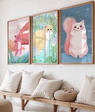 Ensemble d’illustrations de chats dans un style artistique moderne