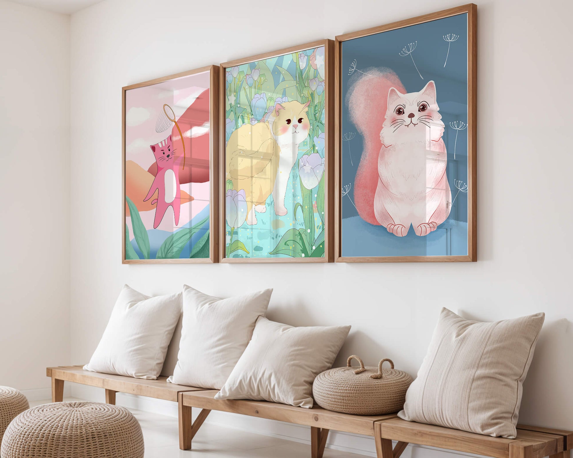 Ensemble d’illustrations de chats dans un style artistique moderne