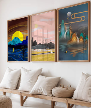 Tríptico de Paisajes Contemporáneos en Colores Vibrantes