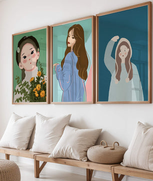 Impresiones artísticas de retratos femeninos en estilo moderno