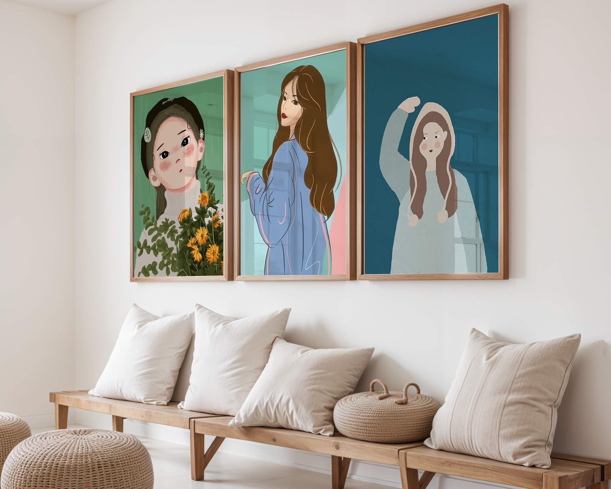 Impresiones artísticas de retratos femeninos en estilo moderno